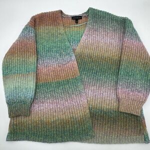 Lane Bryant Oversized Cardigan Sweater Pastels Striped Rainbow Ombré Easter Fit